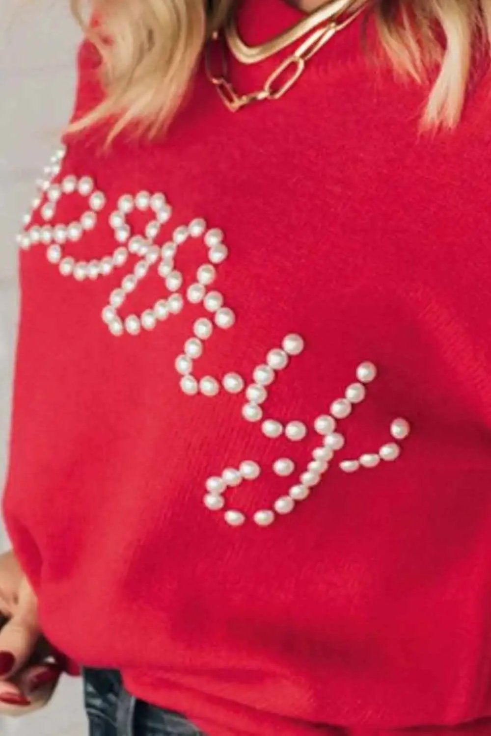 Stylish pearl detail sweater - Love Salve